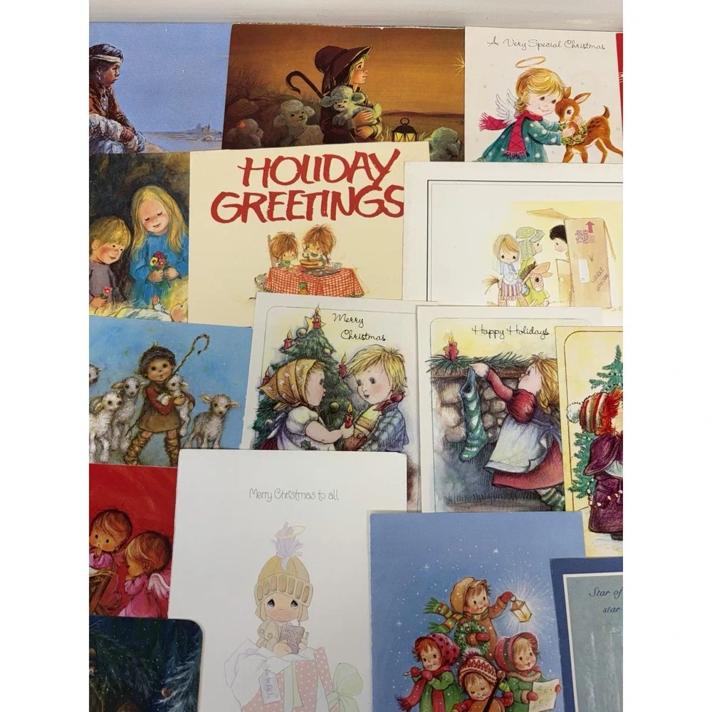 Vintage Christmas Cards Fronts ONLY Kids Children Scrapbooking Crafts Lot of 50+